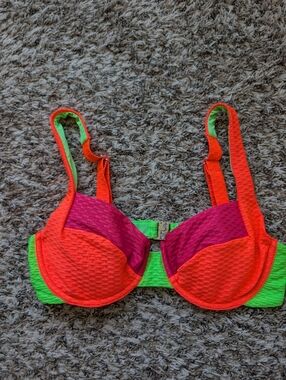 Vetchy Women’s Colorblock Underwire Bikini Neon Orange, Pink & Green Size Large